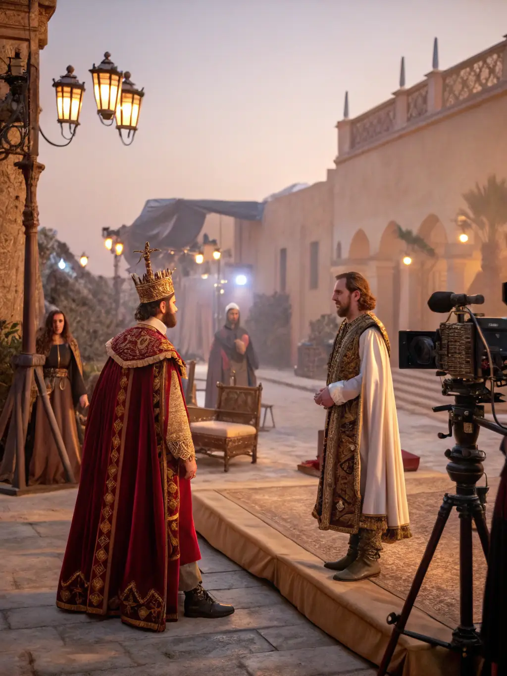 A still from a theatrical play titled 'Echoes of the Past' supported by ULAL DTO, featuring actors in period costumes on a detailed stage set.